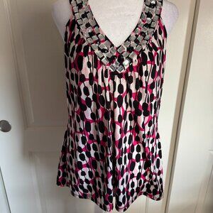 INC Embellished Sleeveless Top, Size Large